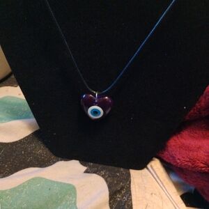 Blue Heart Evil Eye Pendant Necklace